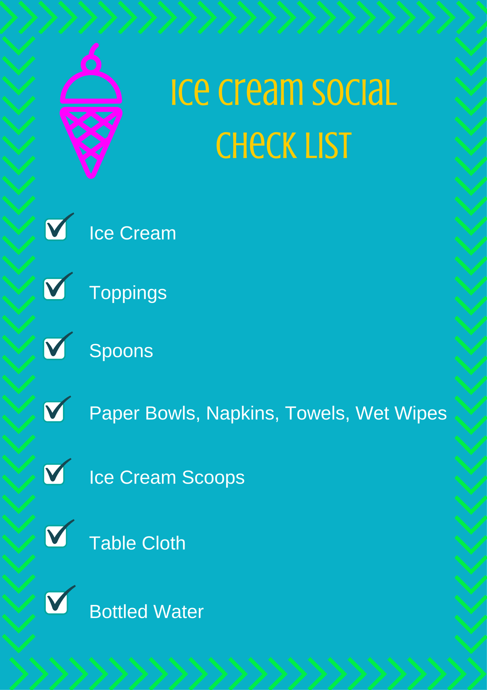 Ice Cream SocialCheck List